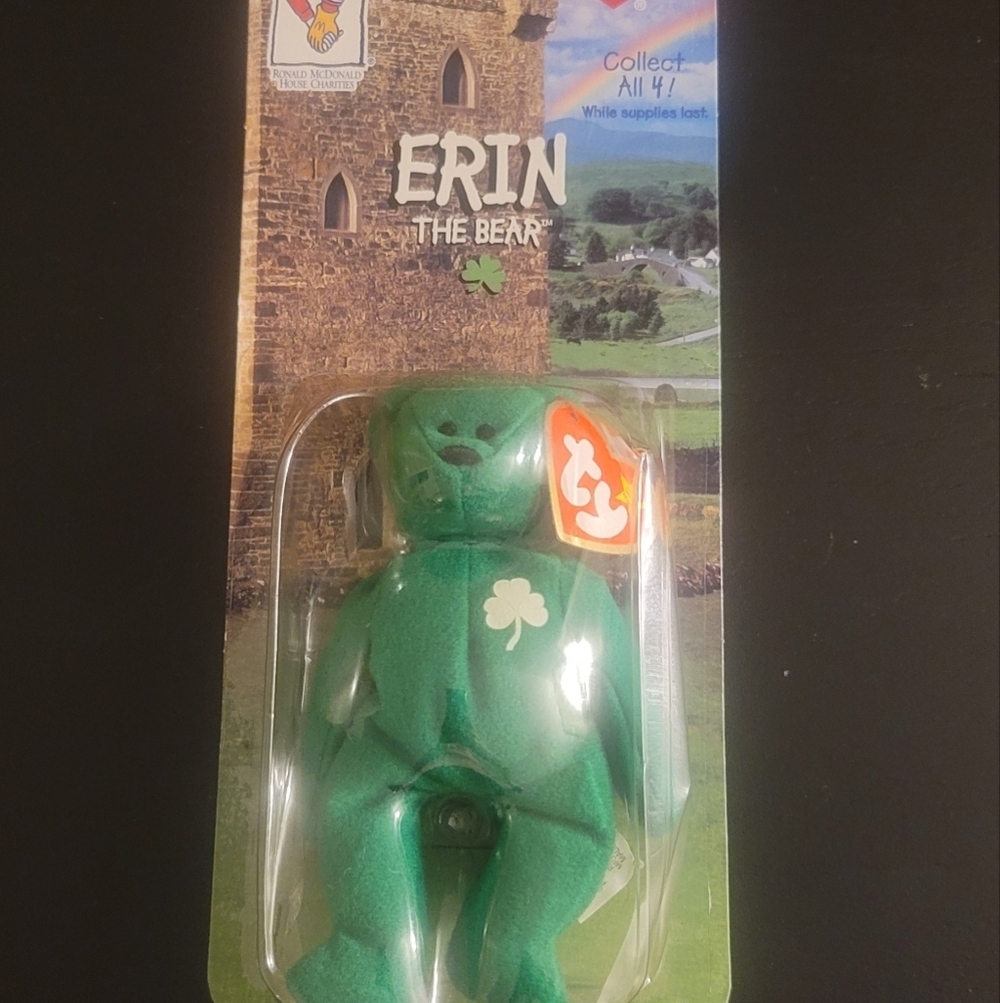 Erin The Bear-1997 McDonald's Ty Beanie Baby With Rare Errors 1993 OakBrook